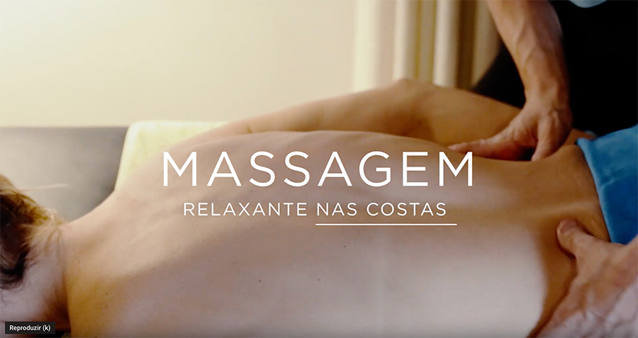Tela do vídeo de massagem relaxante nas costas