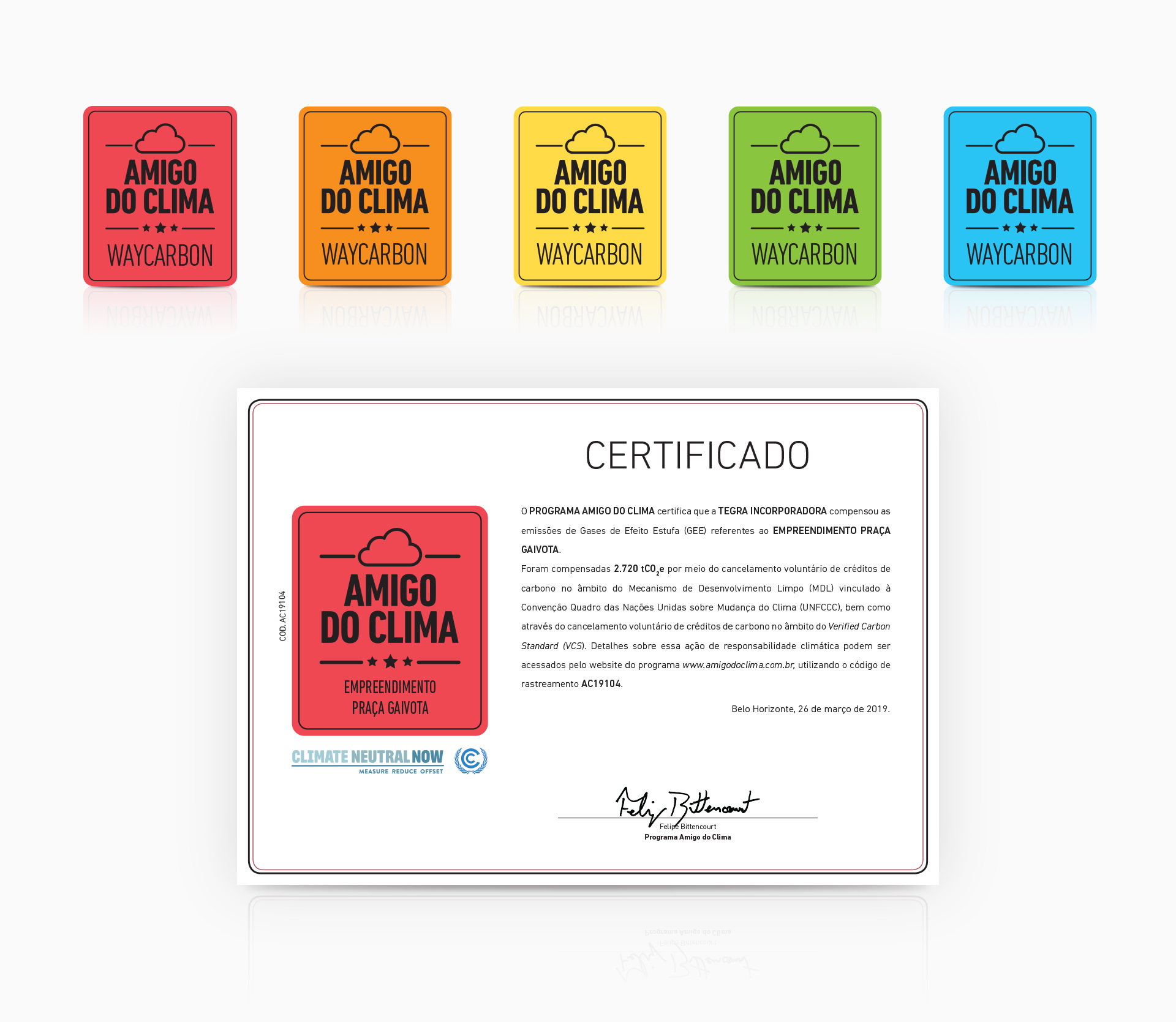 Selos e certificado Amigo do Clima